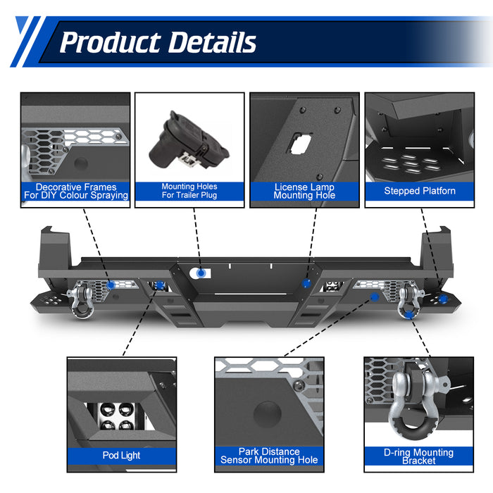 WOLFSTORM Rear Bumper for 2024 - 2026 Toyota Tacoma