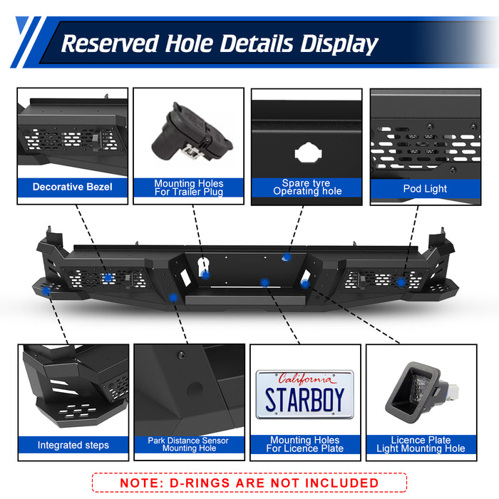 WOLFSTORM Rear Bumper for 2017-2026 Ford F250/F350, a set of 4 Inch LED Lights