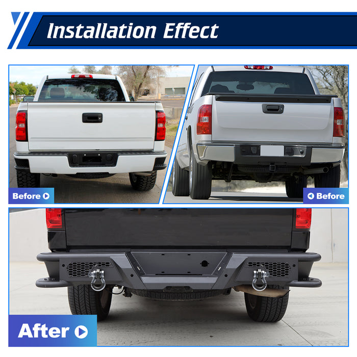WOLFSTORM Rear Bumper for 2007-2018 Chevrolet Silverado 1500 and 2007-2018 GMC Sierra 1500