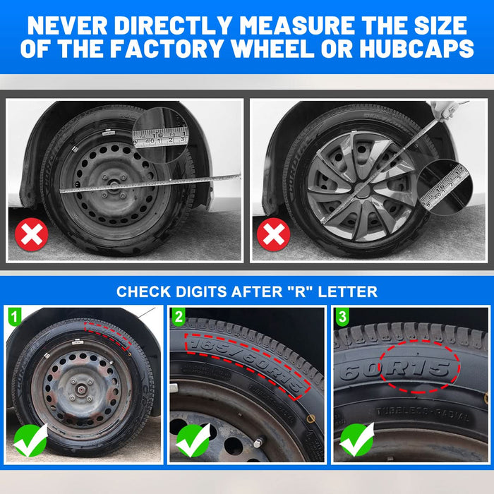 WOLFSTORM 4-Pack 16 Inch Universal Hubcaps for Steel Wheel Rims Cover