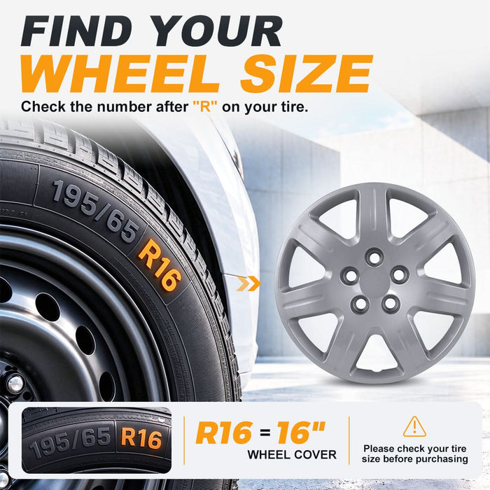 WOLFSTORM 4-Pack 16 Inch Wheel Rim Cover Hubcaps for 2006-2011 Honda Civic