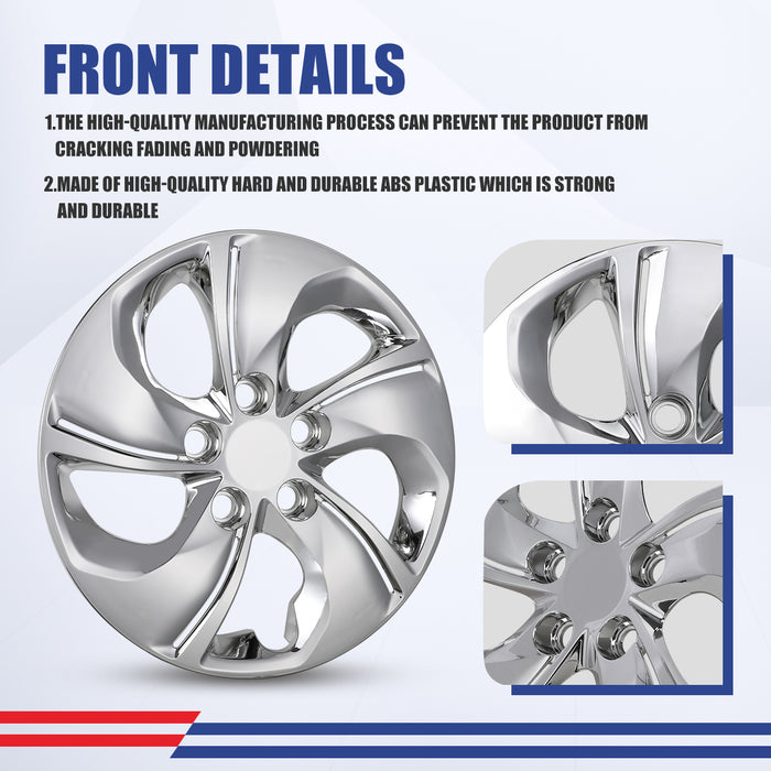 WOLFSTORM 4-Pack 15 Inch Wheel Rim Cover Hubcaps for 2013-2015 HONDA CIVIC SEDAN