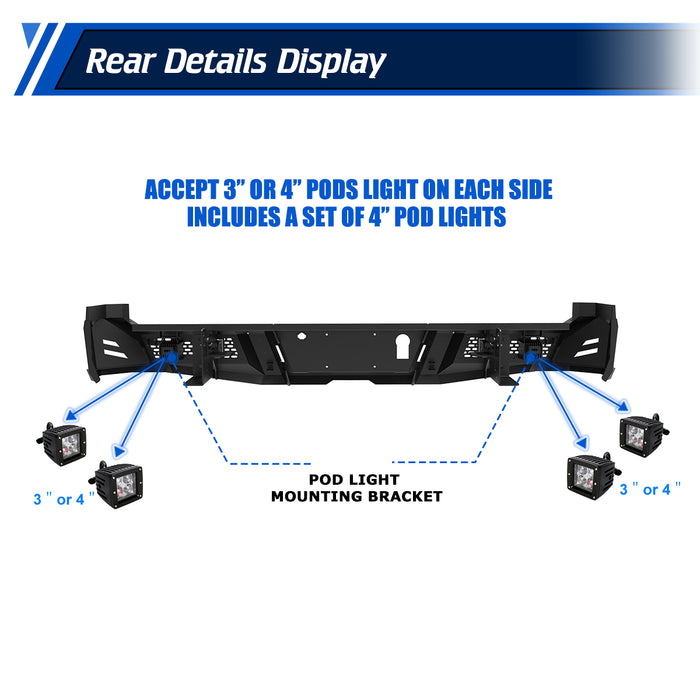 WOLFSTORM Rear Bumper for 2017-2026 Ford F250/F350, a set of 4 Inch LED Lights