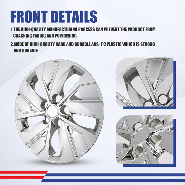 WOLFSTORM 16 Inch Hubcaps Fit for 2019-2025 Nissan Altima, Set of 4 Chrome Wheel Covers, ABS&PC Material Wheel Rim Covers for Steel Wheels, Snap-On Installation, 4-Piece