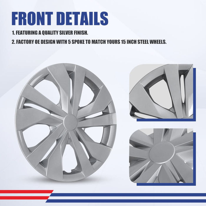 WOLFSTORM 4-Pack 15 Inch Wheel Rim Cover Hubcaps for 2007-2026 NISSAN VERSA