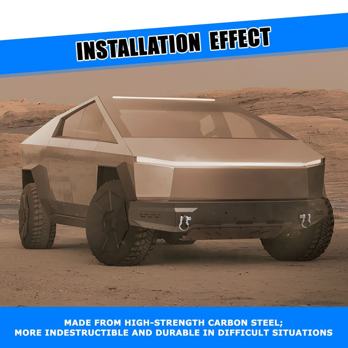 Front Bumper Assembly Fits for 2024 2025 Tesla Cybertruck, A Set of 2 D-Rings Included, Optional Side Wings, Skid Plate, Rear Bumper