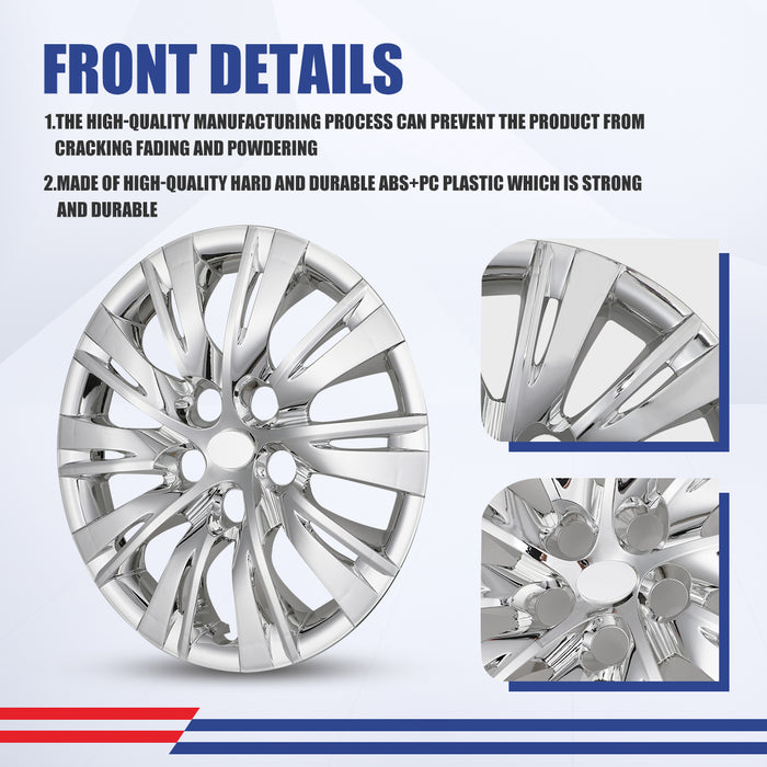 WOLFSTORM 16 Inch Hubcaps Fit for 2012-2014 TOYOTA CAMRY & 2012-2014 TOYOTA CAMRY HYBRID, Set of 4 Chrome Wheel Covers, ABS&PC Material Wheel Rim Covers for Steel Wheels, Snap-On Installation, 4-Piece