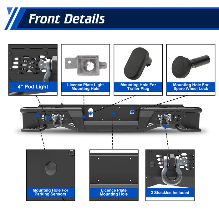 WOLFSTORM Rear Bumper for 2015-2019 Chevy Silverado 2500/3500/2500 HD/3500 HD & 2015-2019 GMC Sierra 2500/3500/2500 HD/3500 HD