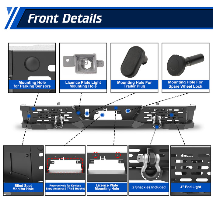WOLFSTORM Rear Bumper for 2020-2025 Chevy Silverado 2500/3500/2500 HD/3500 HD