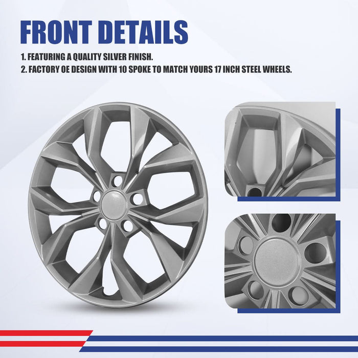 WOLFSTORM 17 Inch Hubcaps Fit for 2023-2025 HONDA CR-V LX Model, Set of 4 Wheel Covers, PP Material Wheel Rim Covers for Steel Wheels, Snap-On Installation, 17 Inch Silver Lacquer 4-Piece