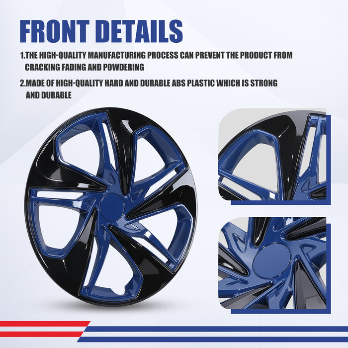 WOLFSTORM 16 Inch Hubcaps for 2016-2025 Honda Civic SEDAN, Set of 4 Snap-on Installation Wheel Rim Covers Compatible with Steel Wheels, ABS&PC Material Hub Caps-16 Inch Black Lacquer & Red Lacquer 4-Piece Set