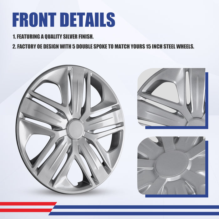 WOLFSTORM 4-Pack 15 Inch Wheel Rim Cover Hubcaps for 2009-2020 HONDA FIT