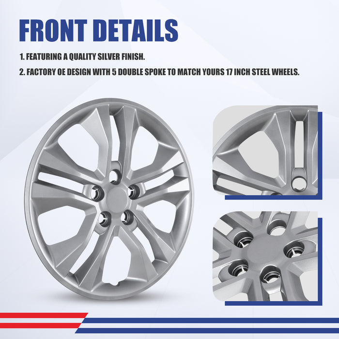 WOLFSTORM 4-Pack 17 Inch Wheel Rim Cover Hubcaps for 2020-2025 Ford Escape