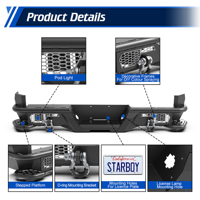 WOLFSTORM Rear Bumper for 2005-2015 Toyota Tacoma
