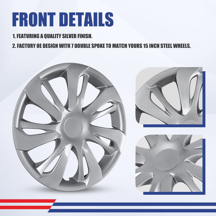 WOLFSTORM 4-Pack 15 Inch Wheel Rim Cover Hubcaps for 2019-2020 TOYOTA YARIS SEDAN