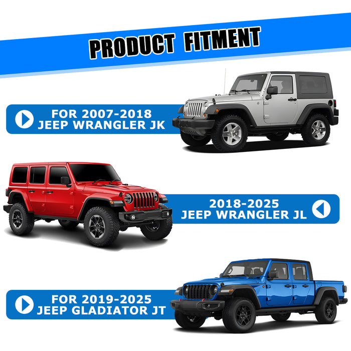 Wolfstorm Front Bumper with D-Ring, Fits for 2007-2018 Jeep WRANGLER JK, 2018-2025 JEEP WRANGLER JL, 2019-2025 JEEP GLADIATOR JT