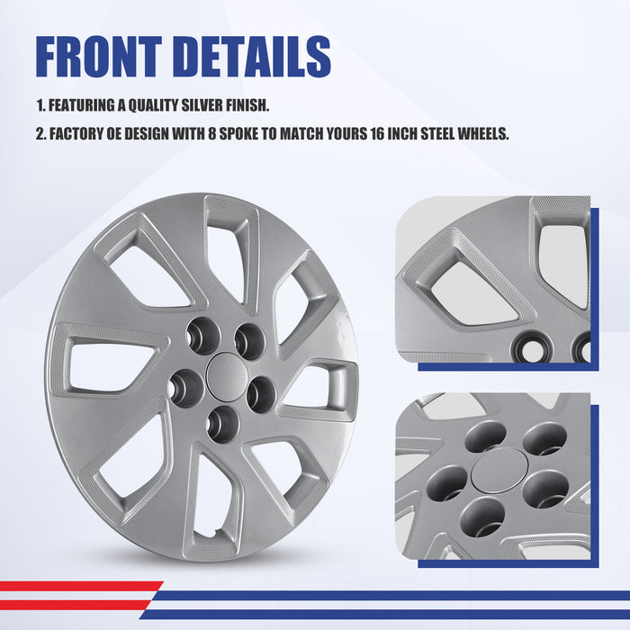 WOLFSTORM 4-Pack 16 Inch Wheel Rim Cover Hubcaps for 2011-2013 KIA OPTIMA