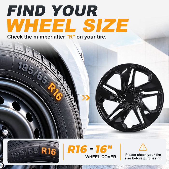WOLFSTORM 16 Inch Hubcaps Wheel Cover for 2016-2026 Honda Civic SEDAN