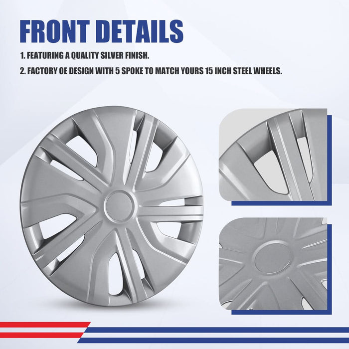 WOLFSTORM 4-Pack 14 Inch Wheel Rim Cover Hubcaps for 2014-2025 Mitsubishi Mirage