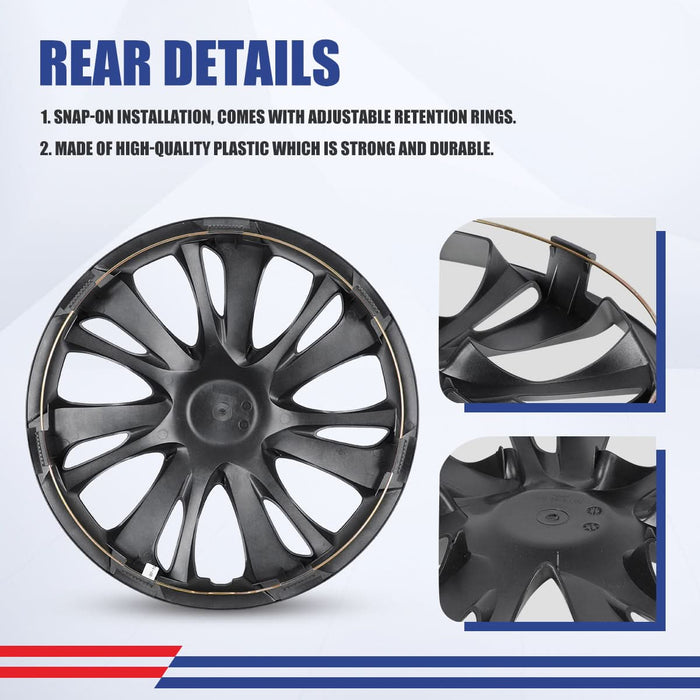 WOLFSTORM 4-Pack 15 Inch Wheel Rim Cover Hubcaps for 2019-2020 TOYOTA YARIS SEDAN