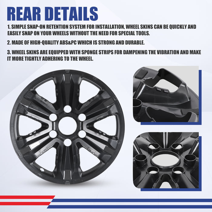 WOLFSTORM 4-Pack 17 Inch Wheel Rim Cover Hubcaps for 2015-2020 FORD F-150