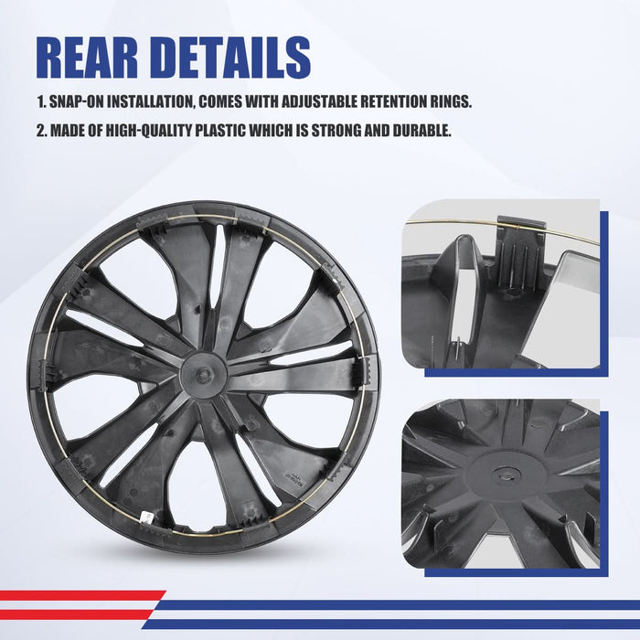 WOLFSTORM 4-Pack 15 Inch Wheel Rim Cover Hubcaps for 2007-2026 NISSAN VERSA