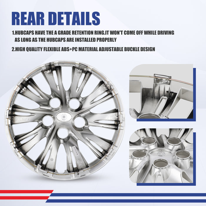 WOLFSTORM 16 Inch Hubcaps Fit for 2012-2014 TOYOTA CAMRY & 2012-2014 TOYOTA CAMRY HYBRID, Set of 4 Chrome Wheel Covers, ABS&PC Material Wheel Rim Covers for Steel Wheels, Snap-On Installation, 4-Piece