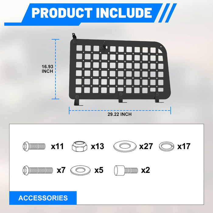 WOLFSTORM Rear Window Inner Molle Panel for 2018-2025 Jeep Wrangler JL 4-Door
