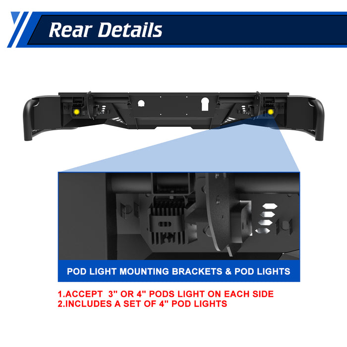 WOLFSTORM Rear Bumper for 2015-2019 Chevy Silverado 2500/3500/2500 HD/3500 HD & 2015-2019 GMC Sierra 2500/3500/2500 HD/3500 HD