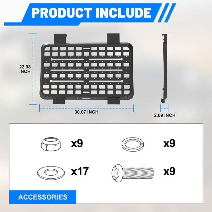 WOLFSTORM Rear Window Molle Panel for The 2018-2025 Jeep Wrangler JL 4 Door, Modular Storage Panel System Rear Window Protective Decoration