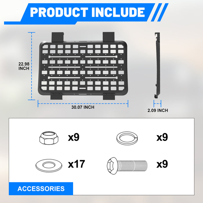 WOLFSTORM Rear Window Molle Panel for The 2018-2026 Jeep Wrangler JL 4 Door, Modular Storage Panel System Rear Window Protective Decoration