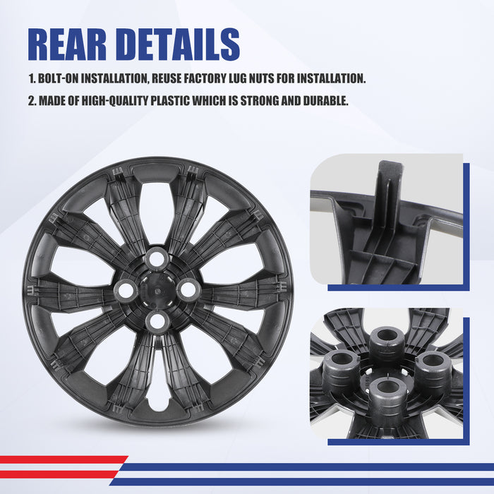 WOLFSTORM 4-Pack 15 Inch Wheel Rim Cover Hubcaps for 2018-2022 HYUNDAI ACCENT SEDAN