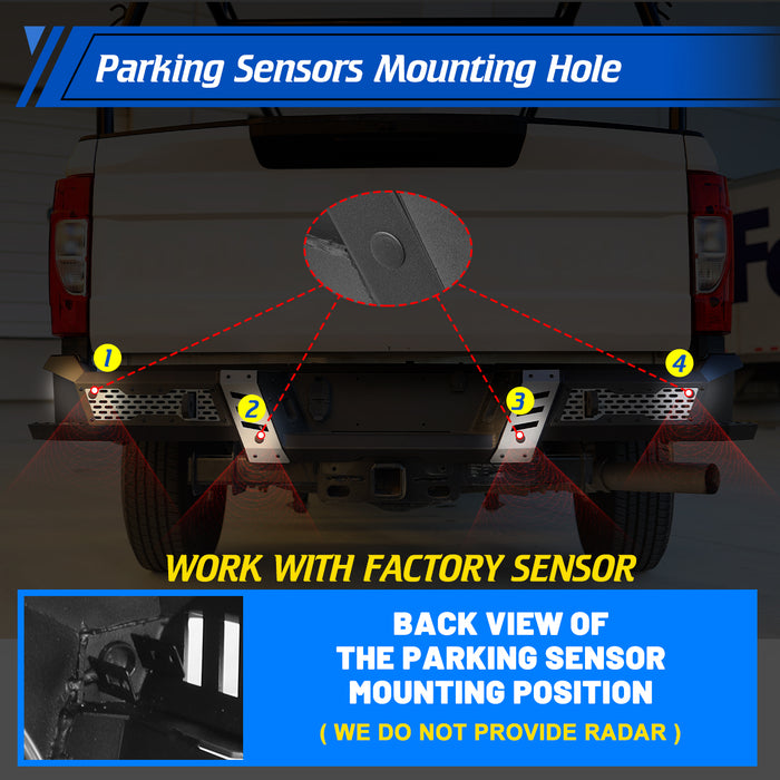 WOLFSTORM Rear Bumper for 2017-2025 Ford F250/F350, a set of 4 Inch LED Lights