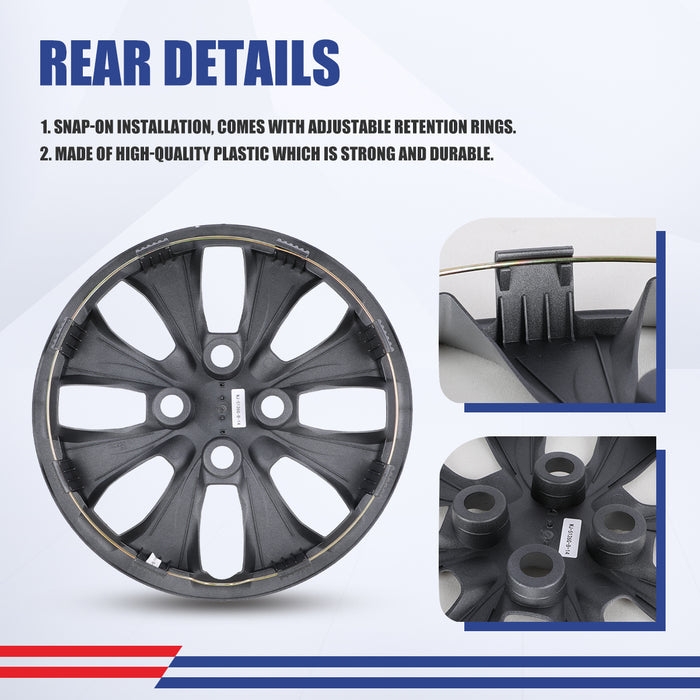 WOLFSTORM 4-Pack 14 Inch Wheel Rim Cover Hubcaps for 2012-2017 Hyundai Accent Hatchback/Sedan