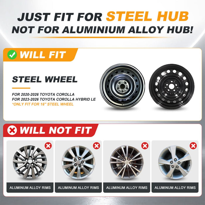 WOLFSTORM 4-Pack 16 Inch Wheel Rim Cover Hubcaps for 2020-2026 TOYOTA COROLLA