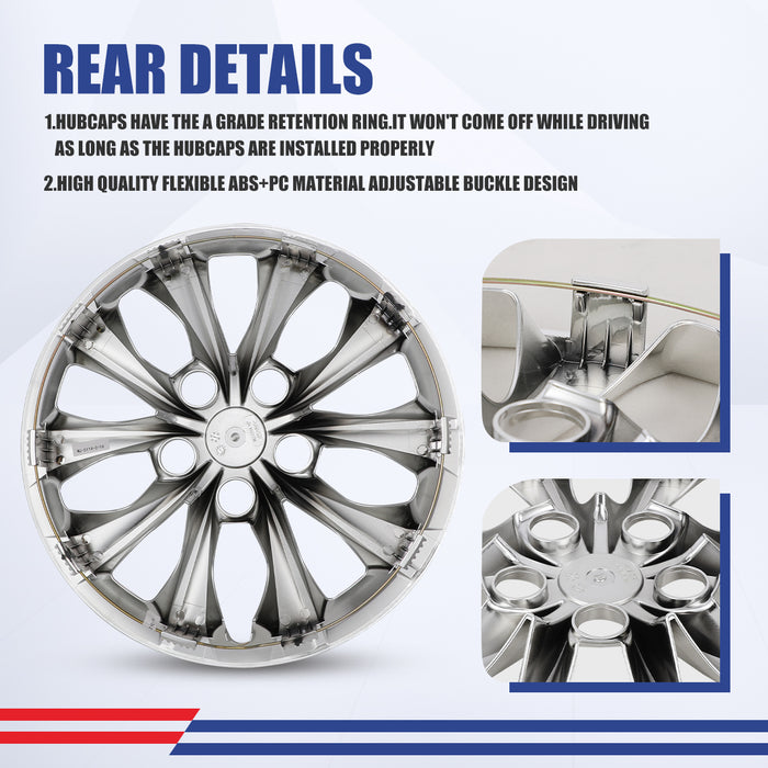 WOLFSTORM 16 Inch Hubcaps Fit for 2015-2017 TOYOTA CAMRY & 2015-2017 TOYOTA CAMRY, Set of 4 Chrome Wheel Covers, ABS&PC Material Wheel Rim Covers for Steel Wheels, Snap-On Installation, 4-Piece