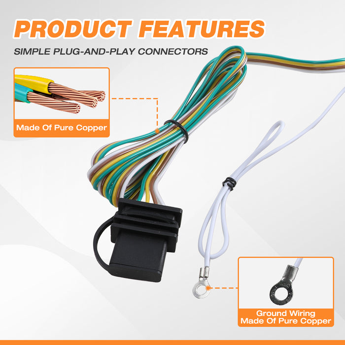 4-Pin Trailer Wiring Harness, Fits for Subaru From Wolfstorm