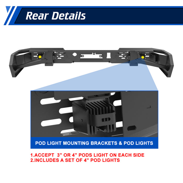 WOLFSTORM Rear Bumper for 2020-2025 Chevy Silverado 2500/3500/2500 HD/3500 HD