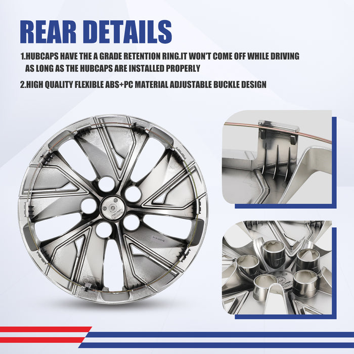 WOLFSTORM 16 Inch Hubcaps Fit for 2019-2025 Nissan Altima, Set of 4 Chrome Wheel Covers, ABS&PC Material Wheel Rim Covers for Steel Wheels, Snap-On Installation, 4-Piece
