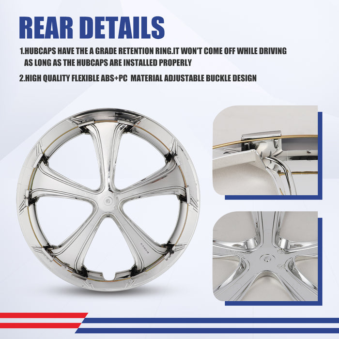 WOLFSTORM 15 Inch Hubcaps Fit for 2010-2015 TOYOTA PRIUS, Set of 4 Chrome Wheel Covers, ABS&PC Material Wheel Rim Covers for Steel Wheels, Snap-On Installation, 4-Piece