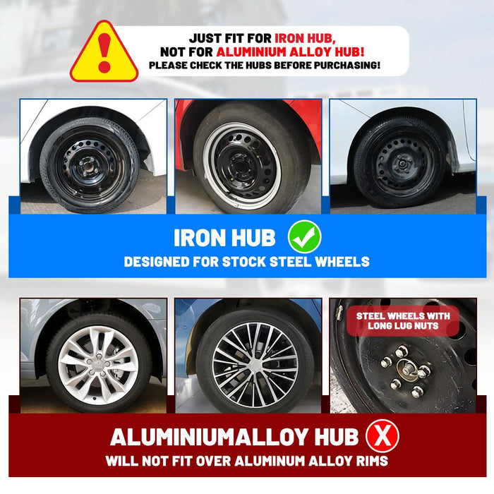 WOLFSTORM 4-Pack 13 Inch Universal Hubcaps for Steel Wheel Rims Cover