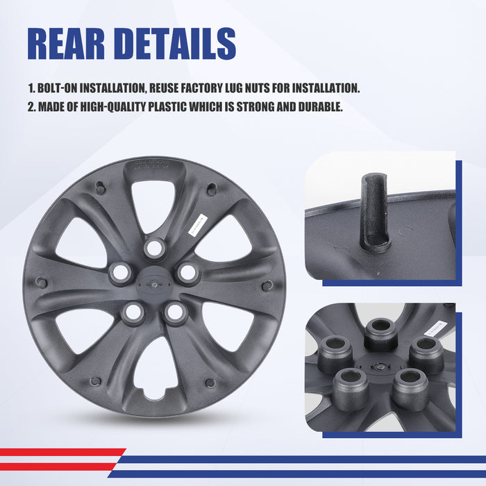 WOLFSTORM 4-Pack 15 Inch Wheel Rim Cover Hubcaps for 2011-2016 Hyundai Elantra Sedan