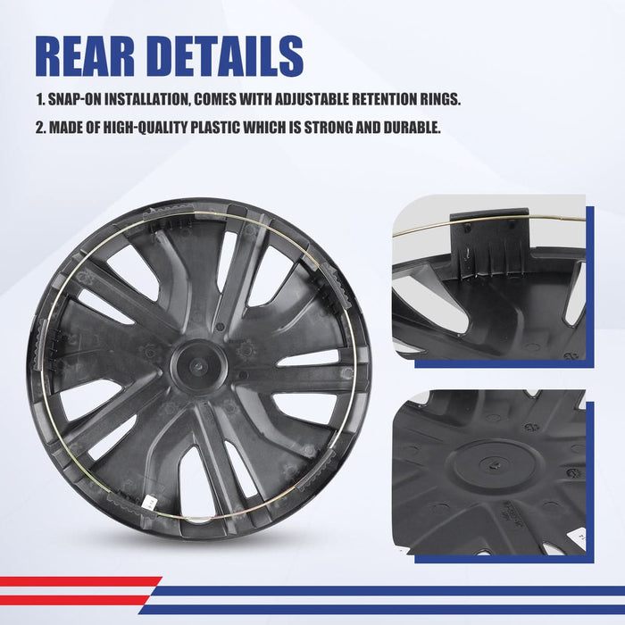 WOLFSTORM 4-Pack 14 Inch Wheel Rim Cover Hubcaps for 2014-2025 Mitsubishi Mirage