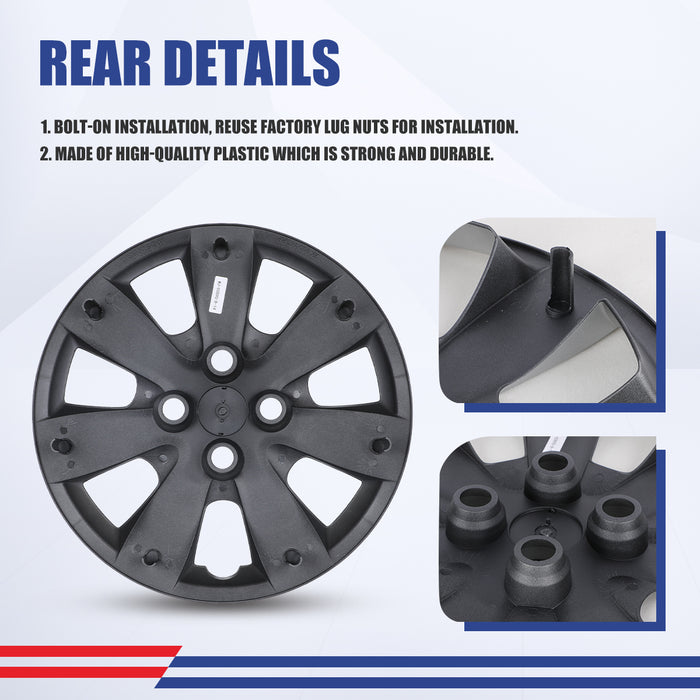 WOLFSTORM 4-Pack 14 Inch Wheel Rim Cover Hubcaps for 2008-2011 Hyundai Accent Sedan/Hatchback