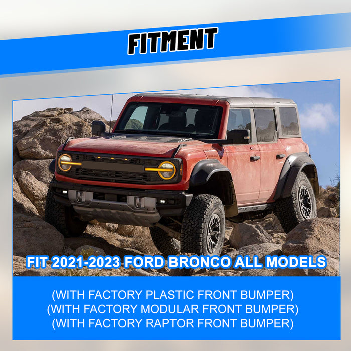 Parachoques delantero WOLFSTORM Ford Bronco con placa de cabrestante, orificio de montaje del sensor y soporte para placa de matrícula