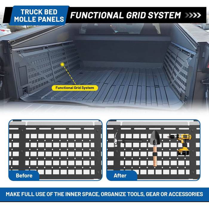 WOLFSTORM Truck Bed Molle Panels（2 PCS）, Compatible with Tesla Cybertruck Accessories, Suitable for Tesla Cybertruck 2024 2025
