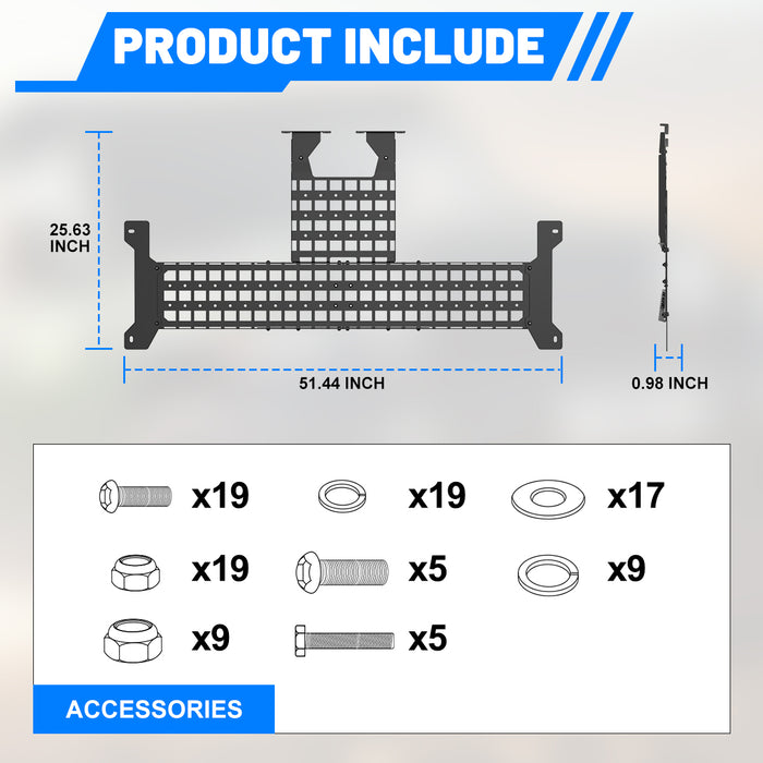 WOLFSTORM Interior Roof Rack Molle Panel for The 2018-2026 Jeep Wrangler JL