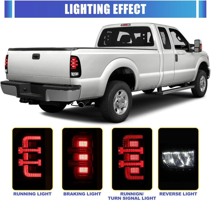 WOLFSTORM Full LED Tail Lights for 2008-2016 Ford F-250/F-350/F-450 Super Duty - WOLFSTORM