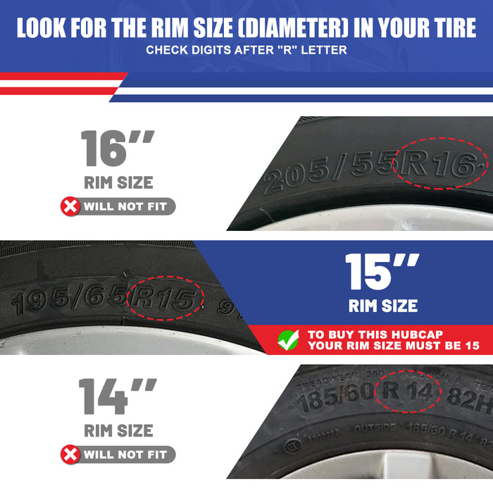 WOLFSTORM 4-Pack 15 Inch Wheel Rim Cover Hubcaps for 2013-2015 HONDA CIVIC SEDAN