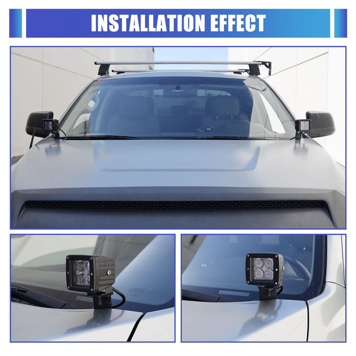 WOLFSTORM A-Pillar LED Lights Bar Mounting Brackets for 2014-2021 Toyota Tundra